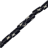 Bone Carved Tube Beads 0.5" Black 16/Strand