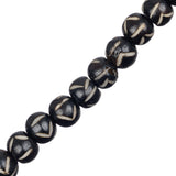 Bone Carved Beads 9mm Black 22/Strand