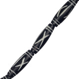 Bone Carved Tube Beads 1" Black 8/Strand