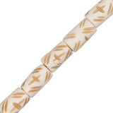 Bone Carved Pipe Beads 0.5" Antique Ivory 16/Strand