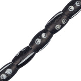 Bone Carved Tube Beads 0.5" Black & White 15/Strand