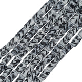 Bone Carved Tube Beads 0.5" White & Black 16/Strand