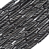 Bone Carved Tube Beads 1" Black 8/Strand