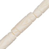 Bone Carved Pipe Beads 1" Ivory 8/Strand