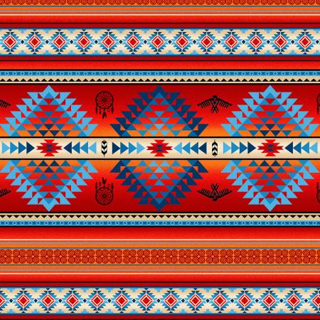 Cotton Canvas Southwestern Stripe #C536 Terracotta - Half Yard