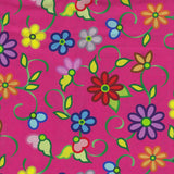 Cotton Fabric Kokum Flowers 58" Fuchsia - Half Yard