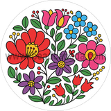 Epoxy Sticker Round 1" Floral White 10/pk