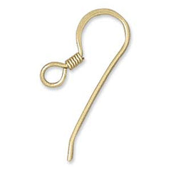 14kt Gold Fish Hook with Coil 2/pk