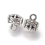 Bead Bails Decorative Tube 8mm Antique Silver 10/pk