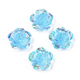 Resin Cabochon Flower 15mm Aqua Blue AB 20/pk