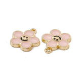 Smiley Flower Enamel Charm 15x14mm 5/pk