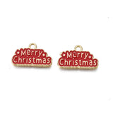 Merry Christmas Enamel Charm 12x20mm 5/pk