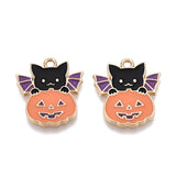 Bat with Pumpkin Enamel Pendant 19x18mm 5/pk
