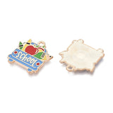 School Apple, Book & Crayon Enamel Charm 20x20mm 5/pk