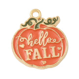 Hello Fall Pumpkin Enamel Pendant 22x20mm 5/pk