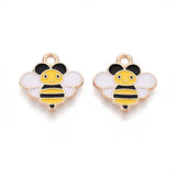 Bee Enamel Charm 15x15mm 5/pk