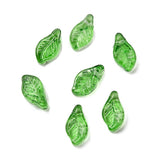 Glass Leaf Beads 12x7mm Green 50/pk