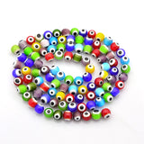 Perles de verre rondes multicolores de 8 mm, 50/fil
