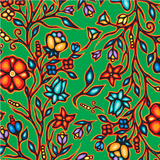 Cotton Fabric Ojibway Florals #2 Green - Half Yard