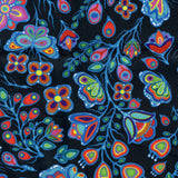 Cotton Fabric Ojibway Florals #5 Black - Half Yard
