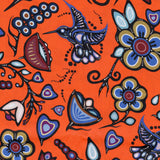 Cotton Fabric Ojibway Florals #6 Orange - Half Yard