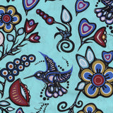 Cotton Fabric Ojibway Florals #6 Seafoam - Half Yard