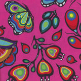 Cotton Fabric Memengwa Ojibway Florals Fuchsia - Half Yard