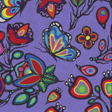 Cotton Fabric Memengwa Ojibway Florals Grape - Half Yard