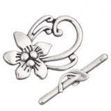 20x28mm Fermoir Toggle Fleur de Vigne en Argent Antique 5/pk