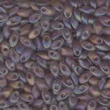 Long Magatama Beads #142FR Smoky Amethyst Matte AB 6g