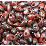 Long Magatama Beads #4513 Picasso Red Garnet 8.5g