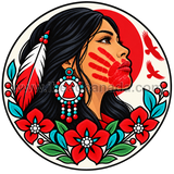 Epoxy Sticker Printed Round 1" MMIWG2S Red Hand Woman 10/pk