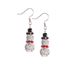 Additional view of the Solid Oak Nostalgic Christmas Rhinestone Snowman earring kit, white background