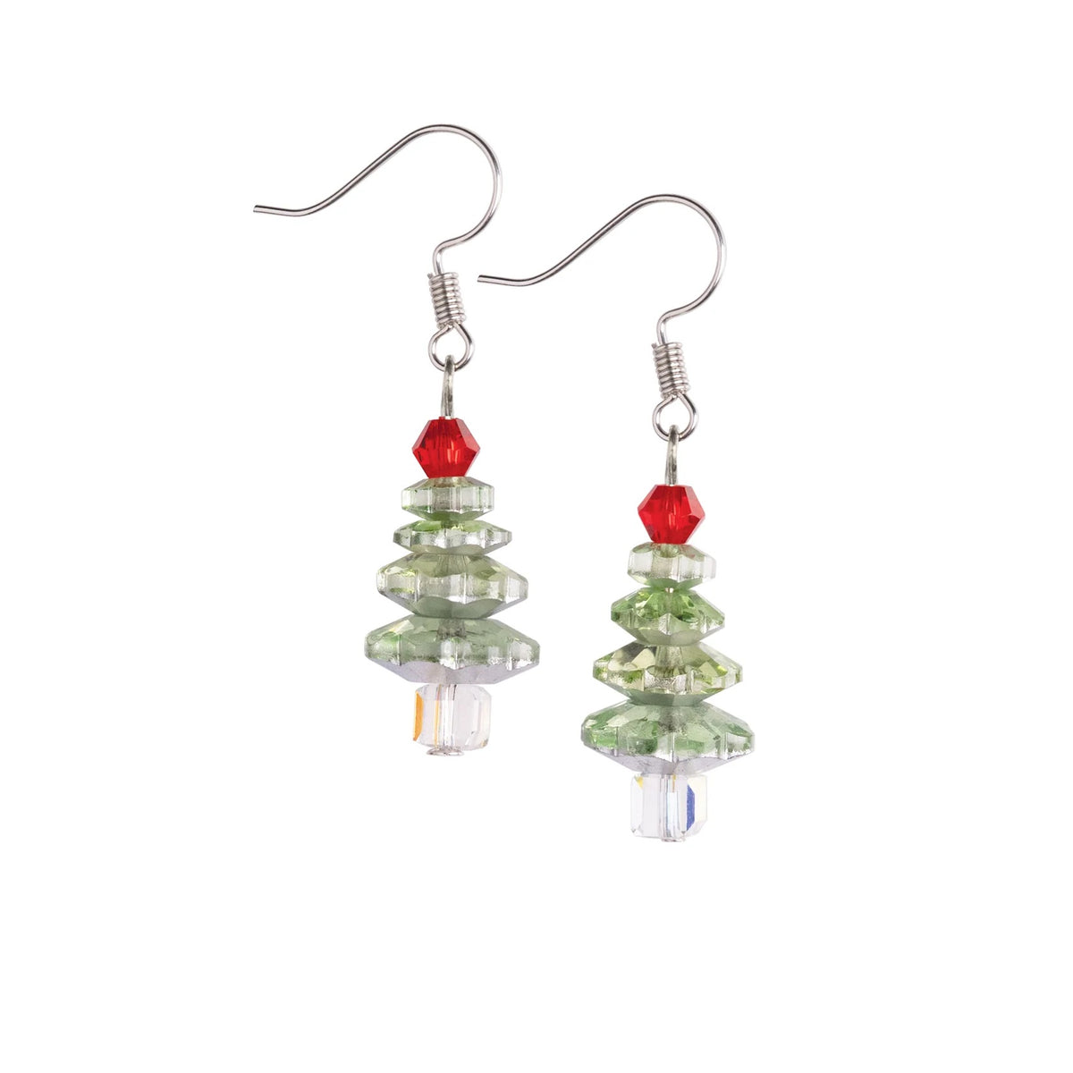 Additional view of the Solid Oak Nostalgic Christmas Christmas Tree earring kit, white background