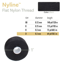 Nyline Beading Thread D Black 64yd Spool