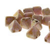 *Czech Pyramid Stud Beads 6mm White Travertine Red 25/strand