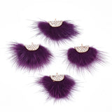 Faux Mink Fur Tassels 1.25" Purple 2/pk