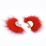 Faux Mink Fur Tassels 1.25" Red 2/pk