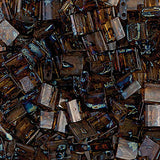 Perles de tila japonais 5x5mm Topaze foncée Picasso Turquoise 5.2g