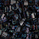 Perles Tila Japonaises 5x5mm Turquoise Picasso Rouge Foncé 5.2g