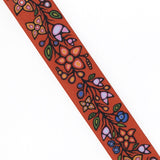 Printed Ribbon 1.5 inch Ojibway Florals Dark Red - Per Yard