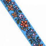 Printed Ribbon 1.5 inch Ojibway Florals Turquoise - Per Yard