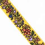 Printed Ribbon 1.5 inch Ojibway Florals Yellow - Per Yard