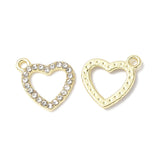 Heart Rhinestone Charm 13x11mm Gold 5/pk