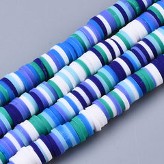 Polymer Clay Heishi Beads, Blue Mix 15-16" Strand
