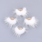 Faux Mink Fur Tassels, White 2/pk