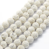 Lava Rock White Beads 10mm Round (NaturalBleached) 15-16" Strand