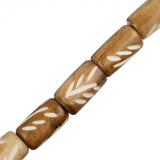 Bone Carved Tube Beads 0.5" Light Brown 16/Strand