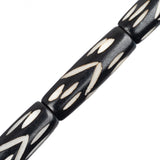 Bone Carved Tube Beads 1" Black 8/Strand