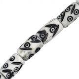 Bone Carved Tube Beads 0.5" White & Black 16/Strand